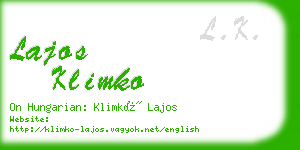 lajos klimko business card